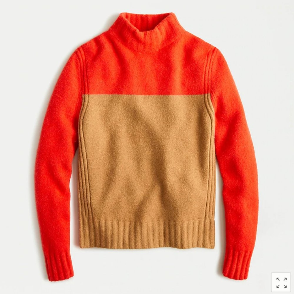 Colorblock Mockneck Sweater in Supersoft Yarn